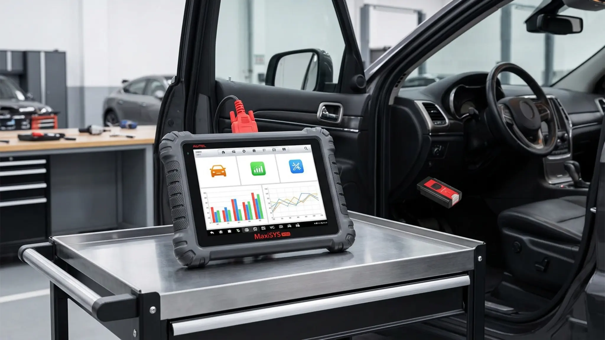 Autel MaxiSYS MS906 MAX Review 2026 - ECU Coding and Value 2 Autel MaxiSYS MS906 MAX garage setup