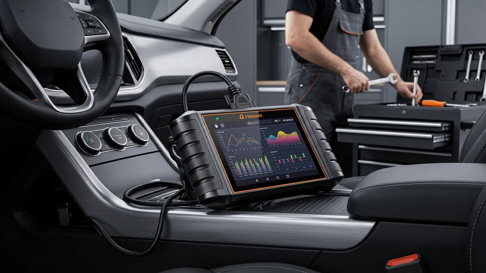 FOXWELL NT716 Review 2026 - Bidirectional Functions and Value 2 FOXWELL NT716 garage setup